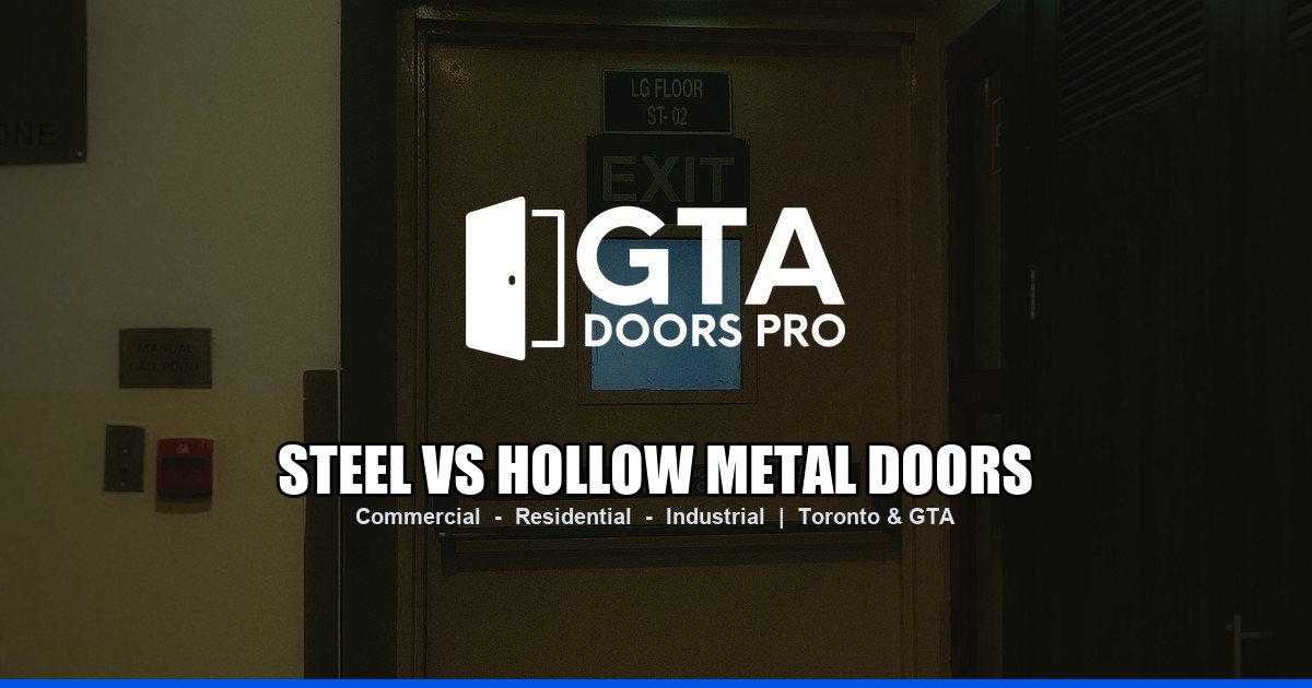 Steel hollow metal fire-rated commercial door in a Toronto GTA building corridor